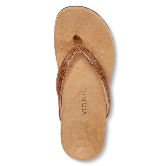 NWOT Vionic Dillon Toe Post Sandal - Cognac Lizard - Picture 3 of 6